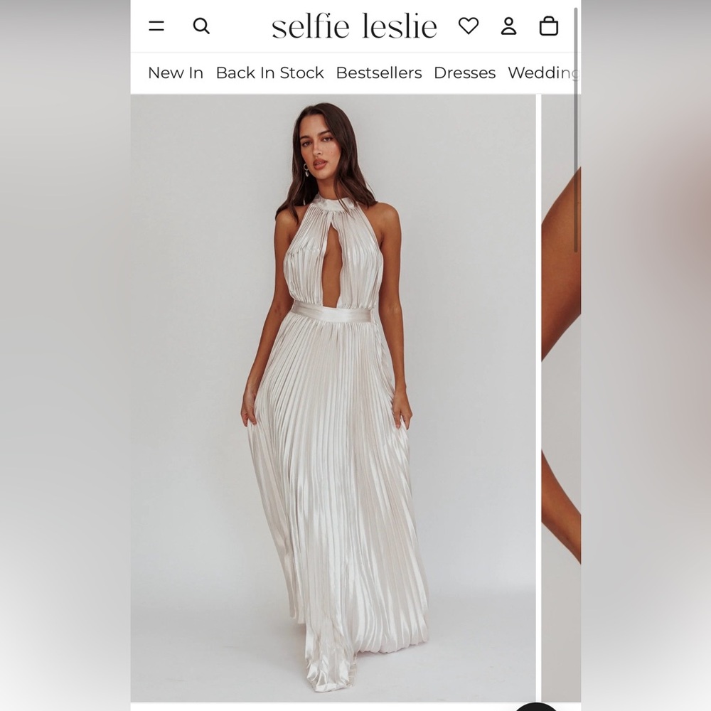 Selfie Leslie Monarch Pleated Satin Maxi Dress